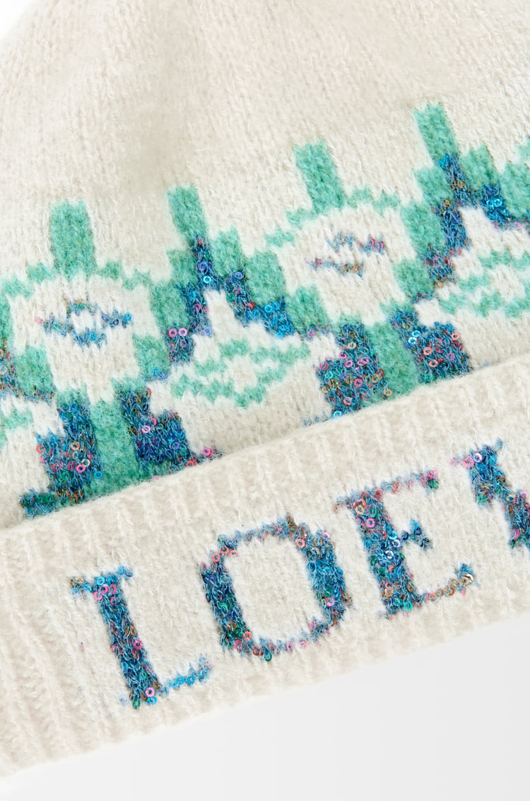 LOEWE Beanie in wool blend White/Mint