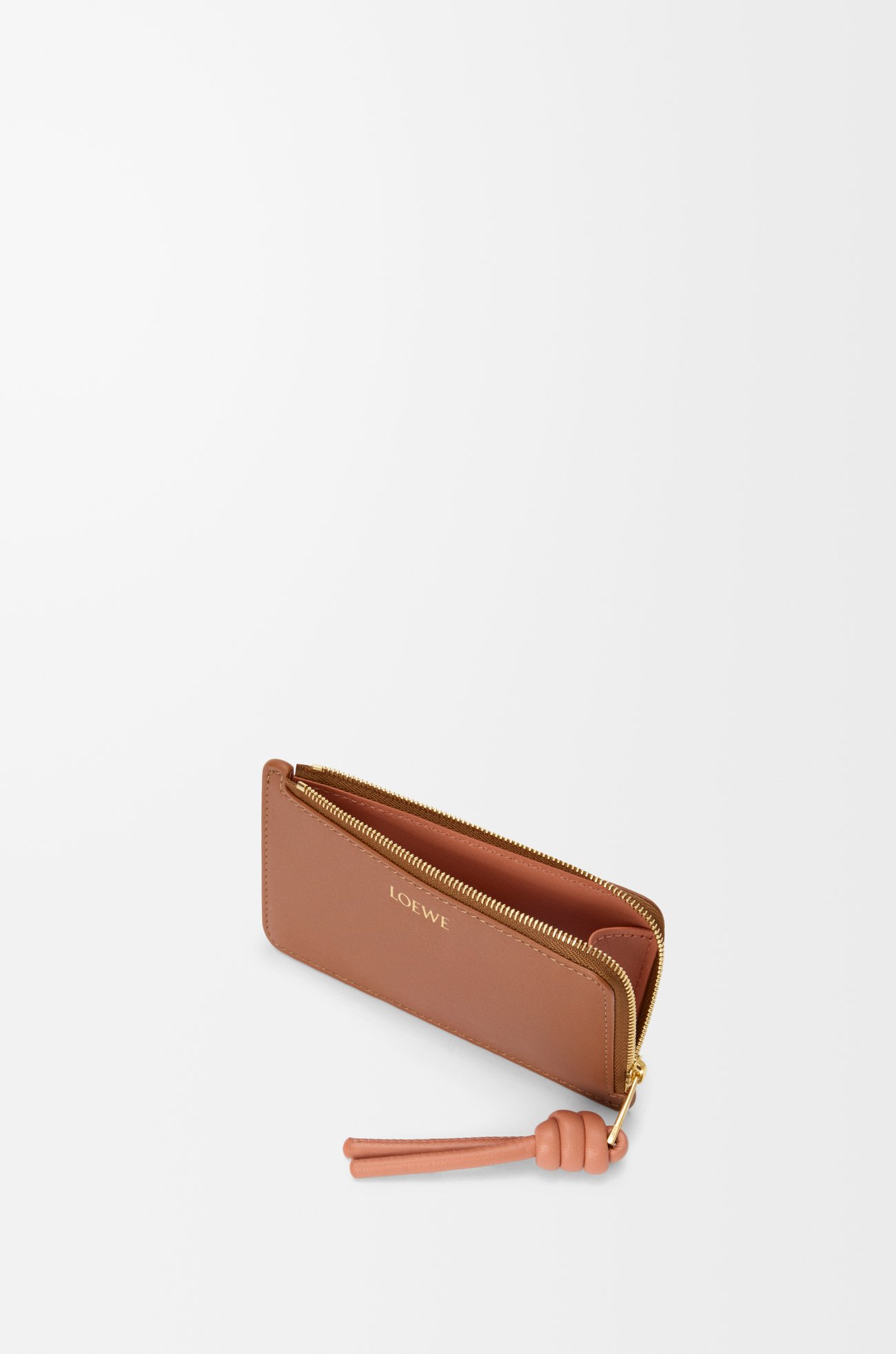 LOEWE Knot coin cardholder in shiny nappa calfskin Tan/Papaya
