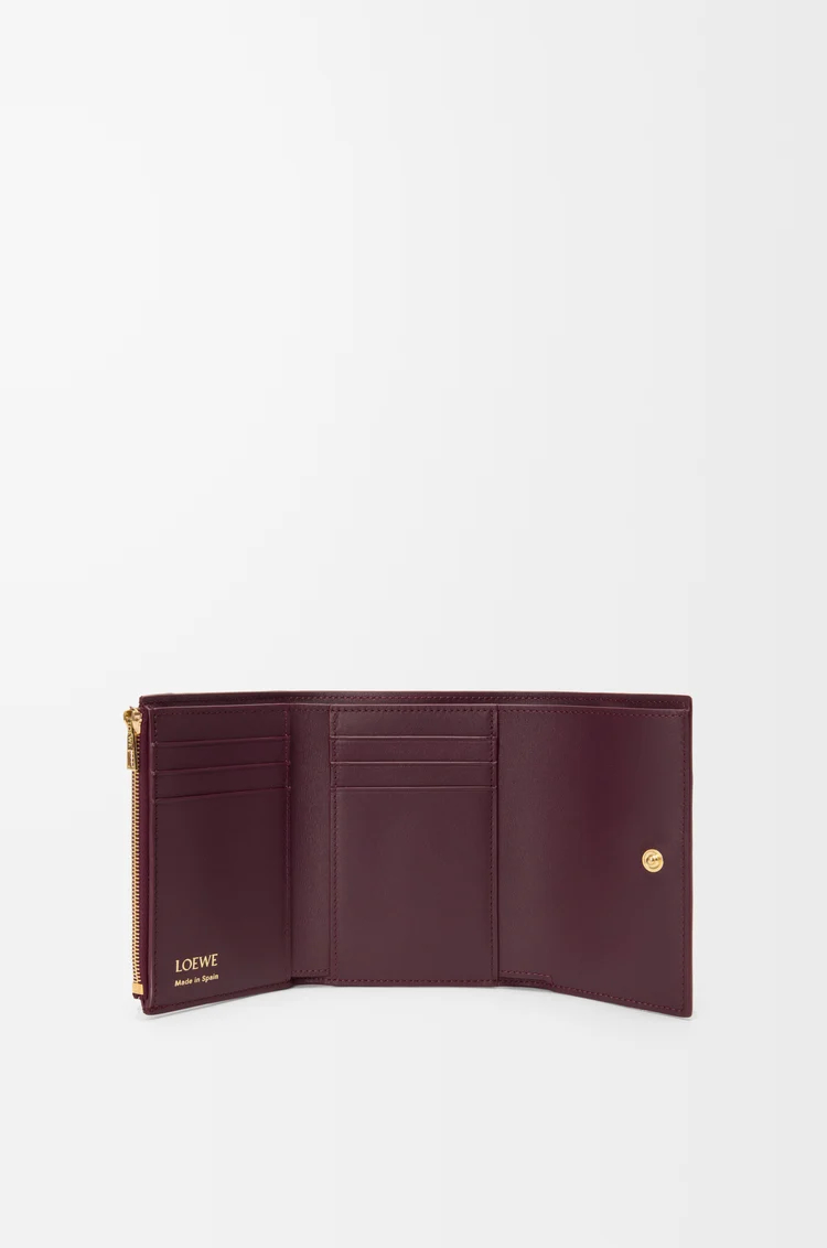 LOEWE Small vertical wallet in smooth and grained calfskin Dark Burgundy