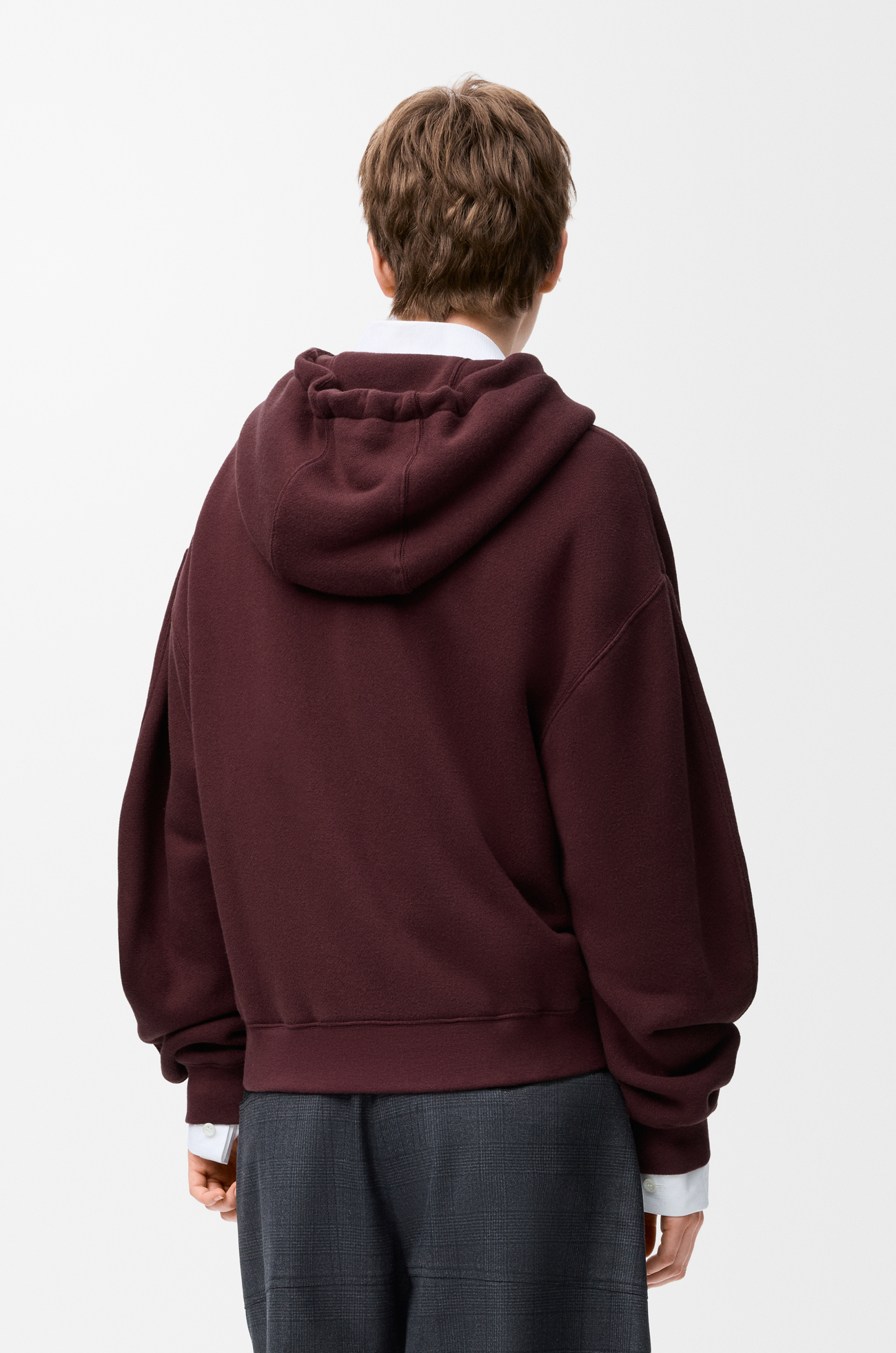 LOEWE Sweatshirt à capuche Flamenco en coton et cachemire Bordeaux Foncé