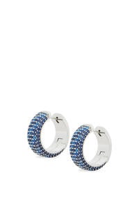 LOEWE Pavé hoop earrings in sterling silver and crystals 銀色/藍色