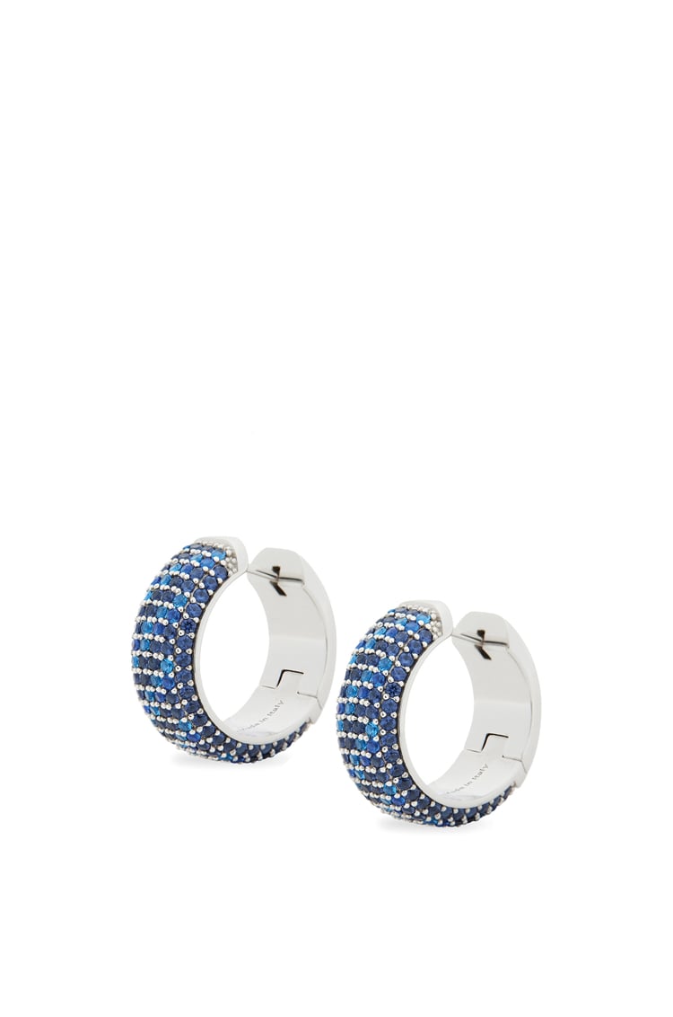 LOEWE Pavé hoop earrings in sterling silver and crystals Silver/Blue