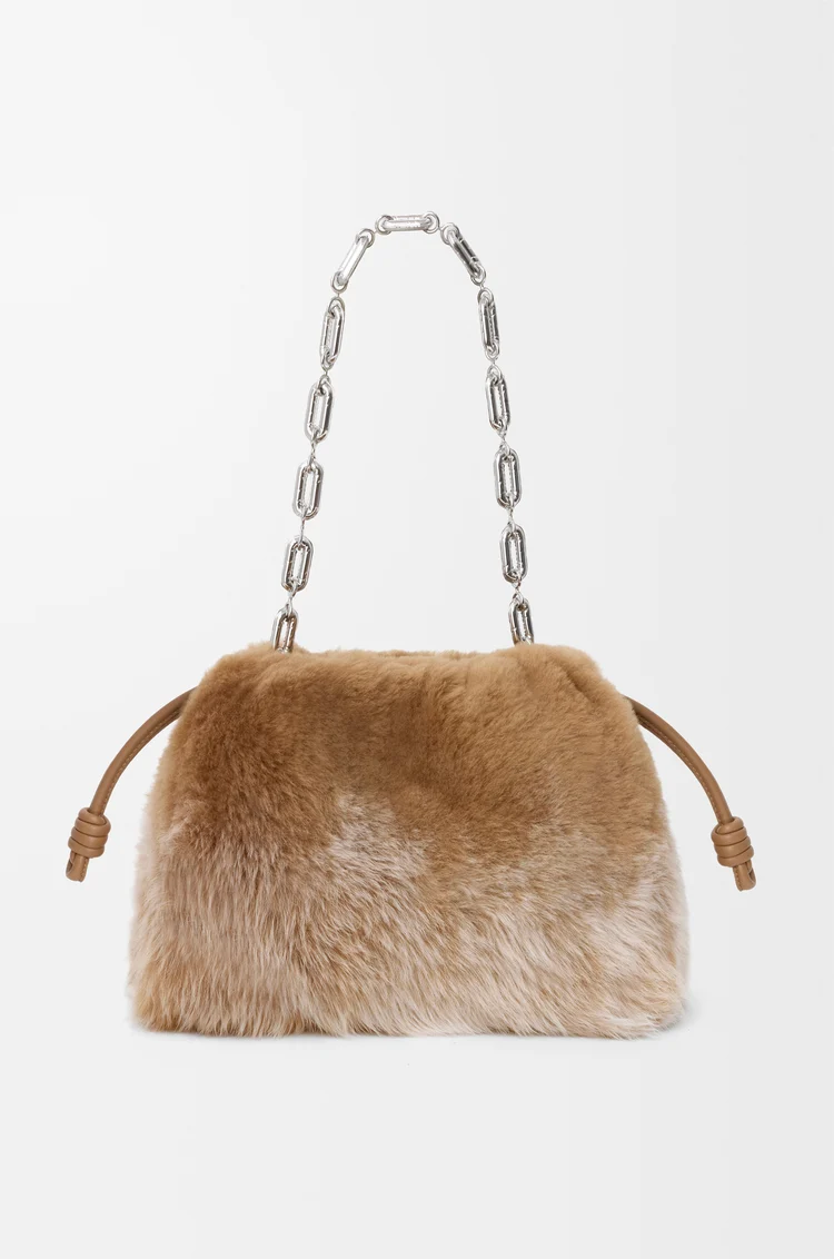 LOEWE Flamenco purse moyen en peau lainée effet dégradé Camel
