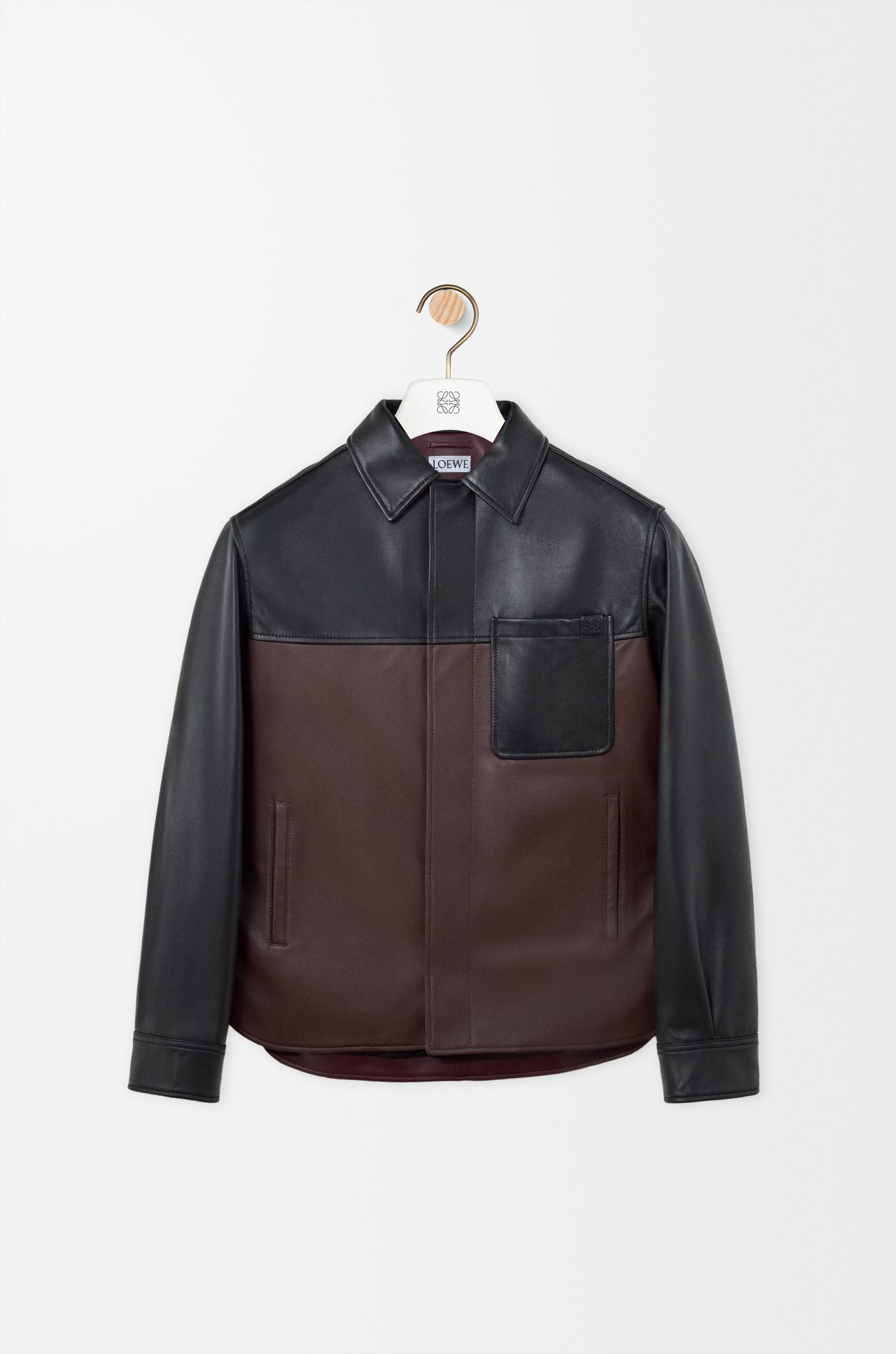 LOEWE Overshirt in nappa lambskin Black/Burgundy