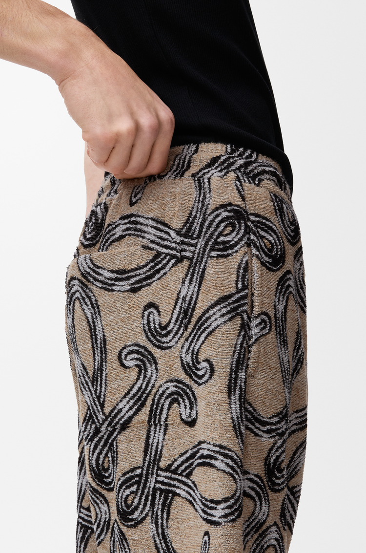 LOEWE Pantalón corto en jacquard de rizo Beige/Negro