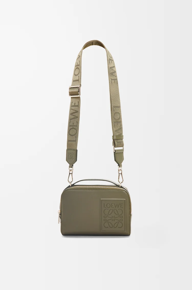 LOEWE Mini crossbody camera bag in satin calfskin Khaki Green