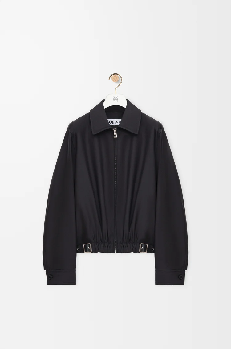 LOEWE 羊毛和真絲腰帶夾克 黑色