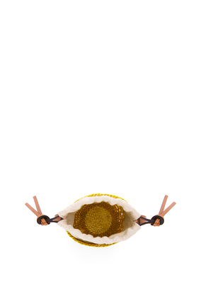 LOEWE 伊拉卡棕榈和牛皮革圆筒形小袋 Natural/Yellow