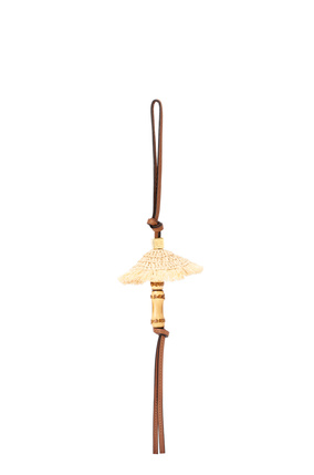 LOEWE Umbrella charm in calfskin and brass Natural