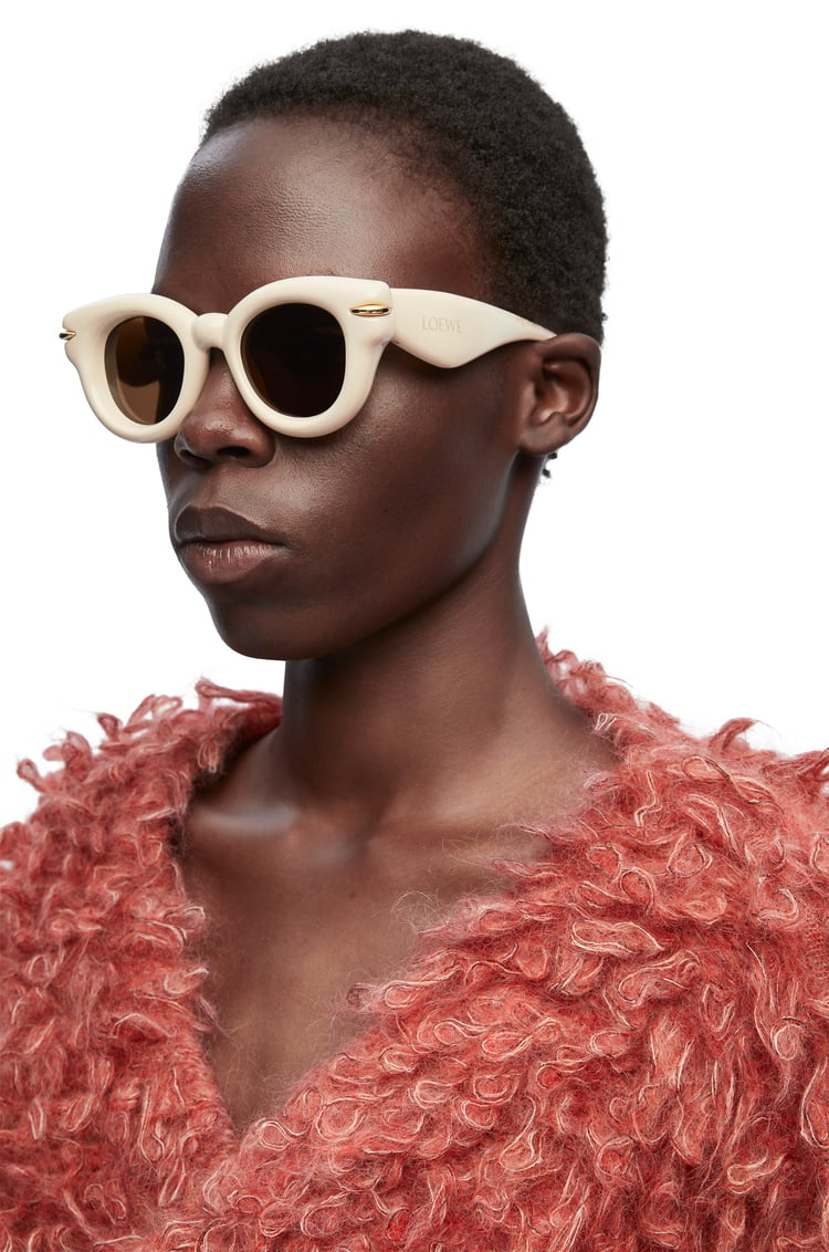 LOEWE Inflated round sunglasses in nylon Ivory/Brown