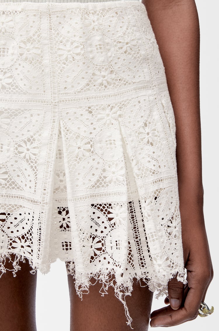 LOEWE Pleated mini skirt in cotton blend White