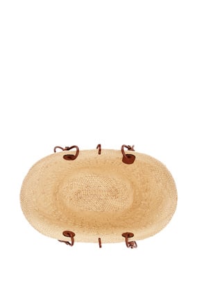 LOEWE 伊拉卡棕榈纤维和牛皮革 Anagram Basket 手袋 Natural/Tan