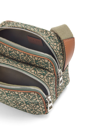 LOEWE Mini Camera bag in Anagram jacquard and calfskin Khaki Green/Tan