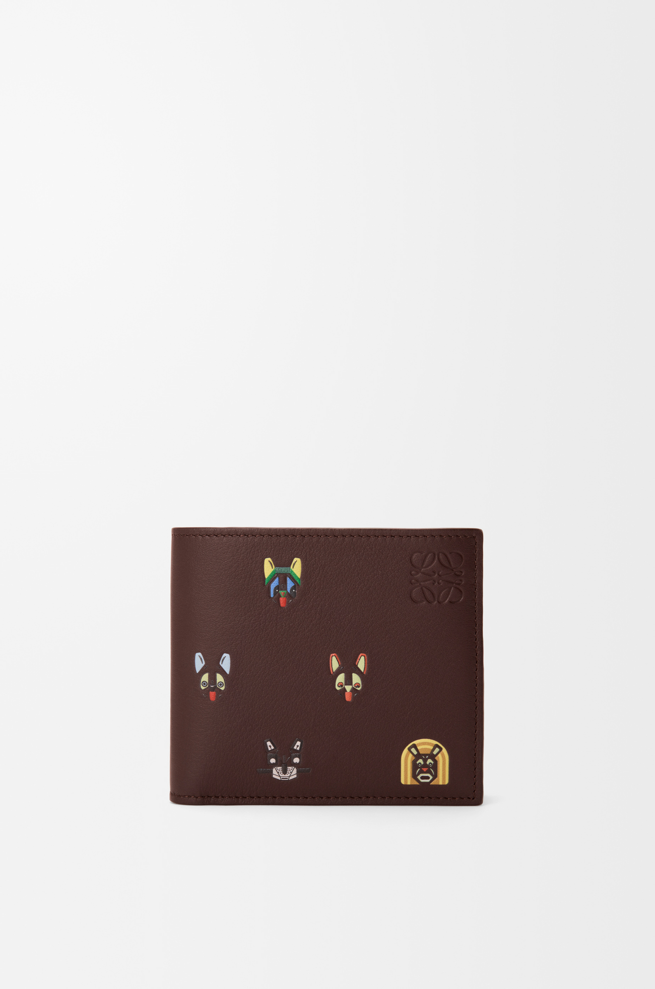 LOEWE Cats Bifold-Brieftasche mit Münzfach aus klassischem Kalbsleder Braun
