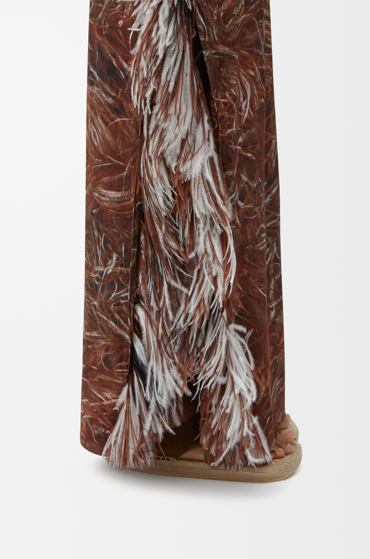 LOEWE Vestido sin mangas Feather en modal Marrón/Multicolor