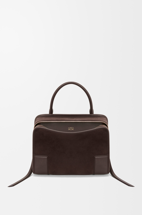 LOEWE Sac Amazona 180 moyen en cuir velours Châtaigne Foncé