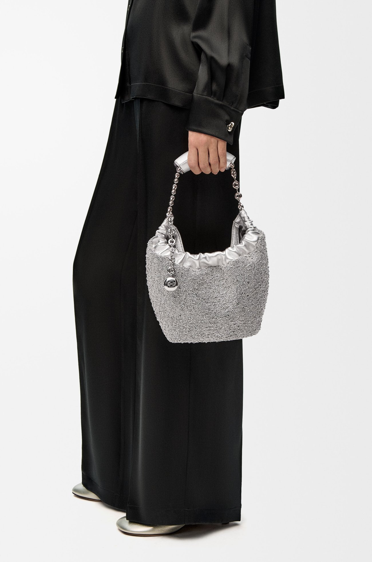 LOEWE Mini Squeeze bag in beaded leather Silver plp_rd