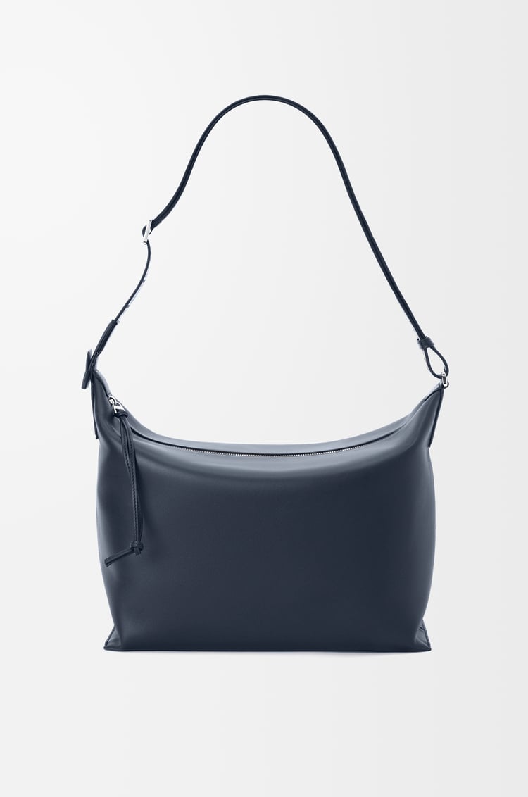 LOEWE Cubi Crossbody bag in supple smooth calfskin and jacquard Deep Navy