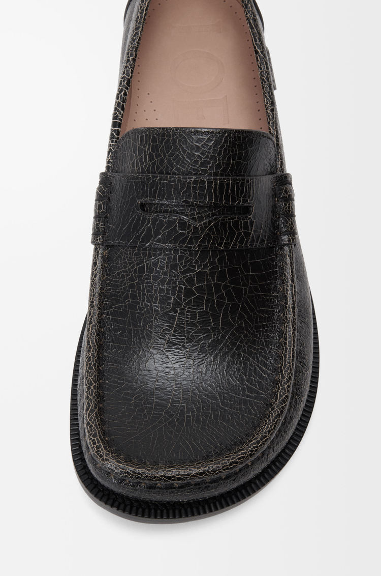 LOEWE Campo loafer in cracked calfskin Black/Cream