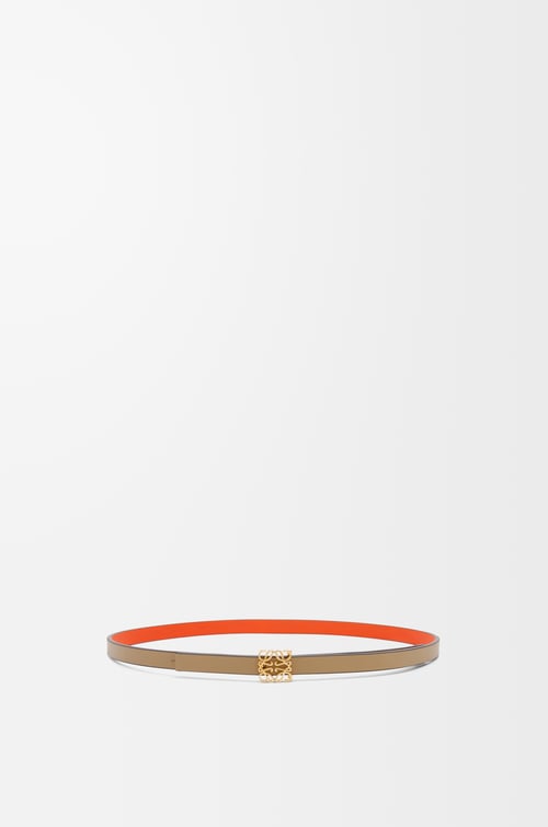 LOEWE リバーシブル アナグラムキューブ ベルト（スムースカーフ） クレイグリーン/ビビッドオレンジ/ゴールド