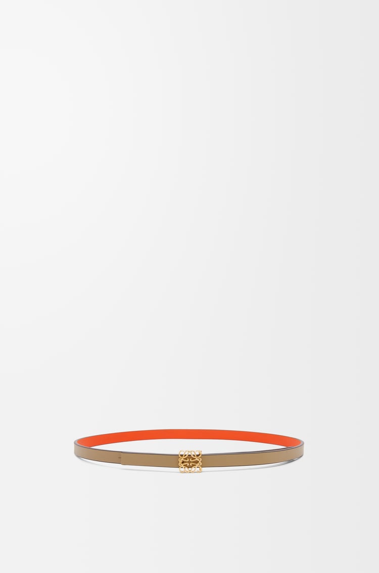 LOEWE Reversible Anagram cube belt in smooth calfskin Clay Green/Vivid Orange/Gold