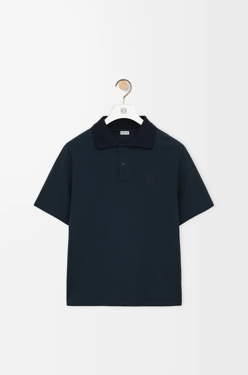 LOEWE Polo in cotton Navy Blue