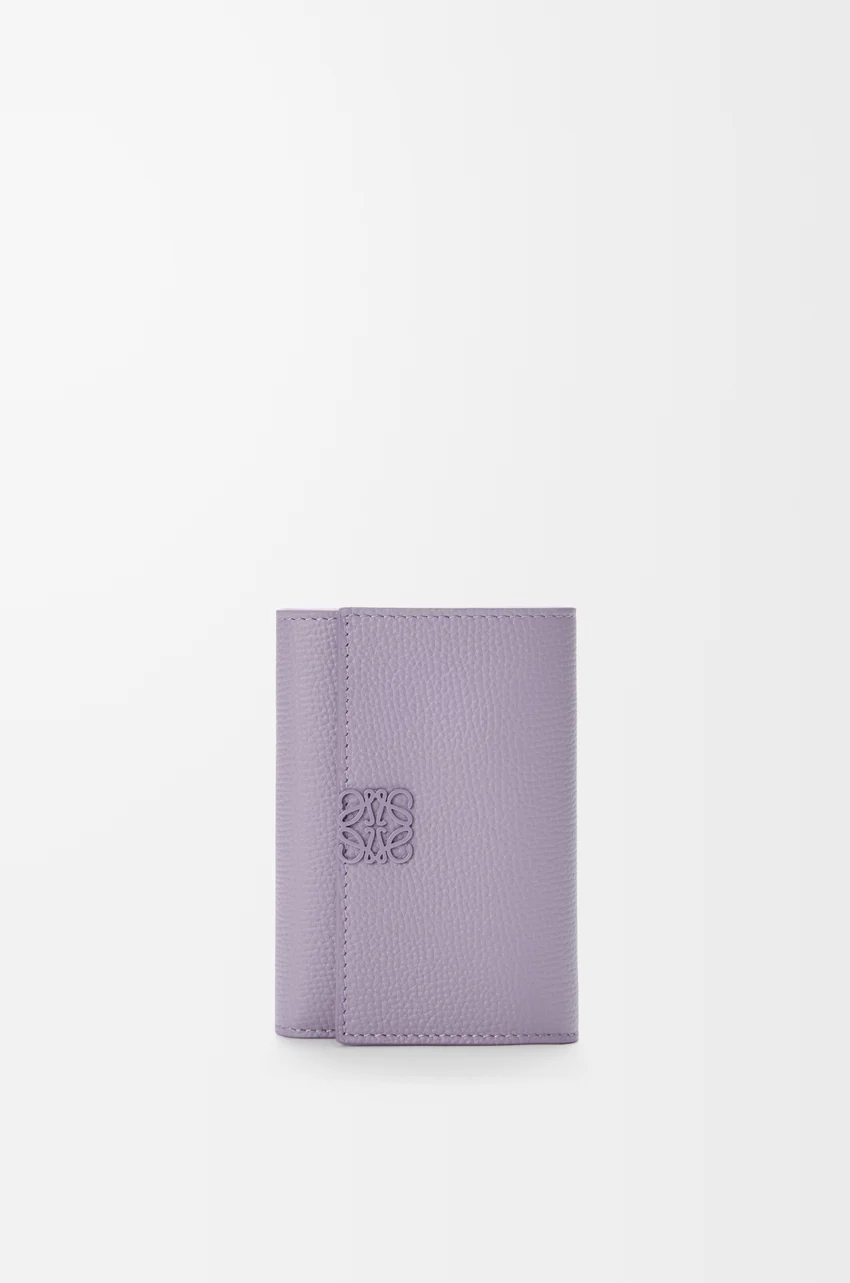 Anagram small vertical wallet in pebble grained calfskin