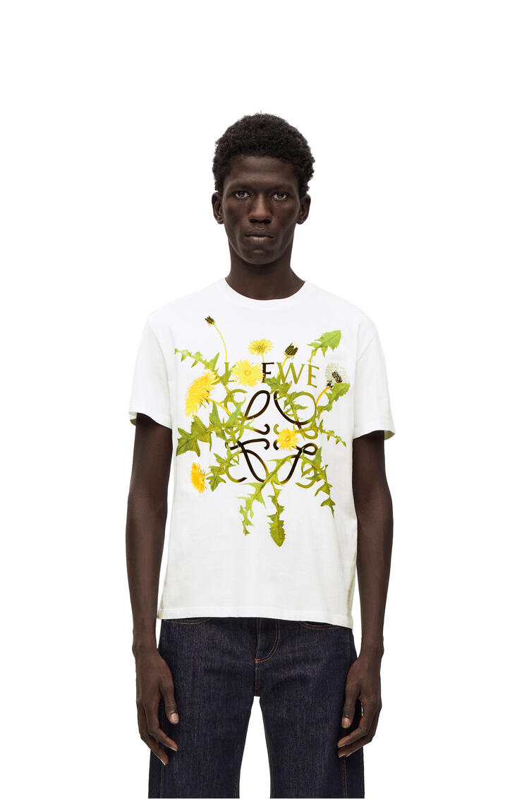 LOEWE Camiseta en algodón con flores de anagrama Blanco