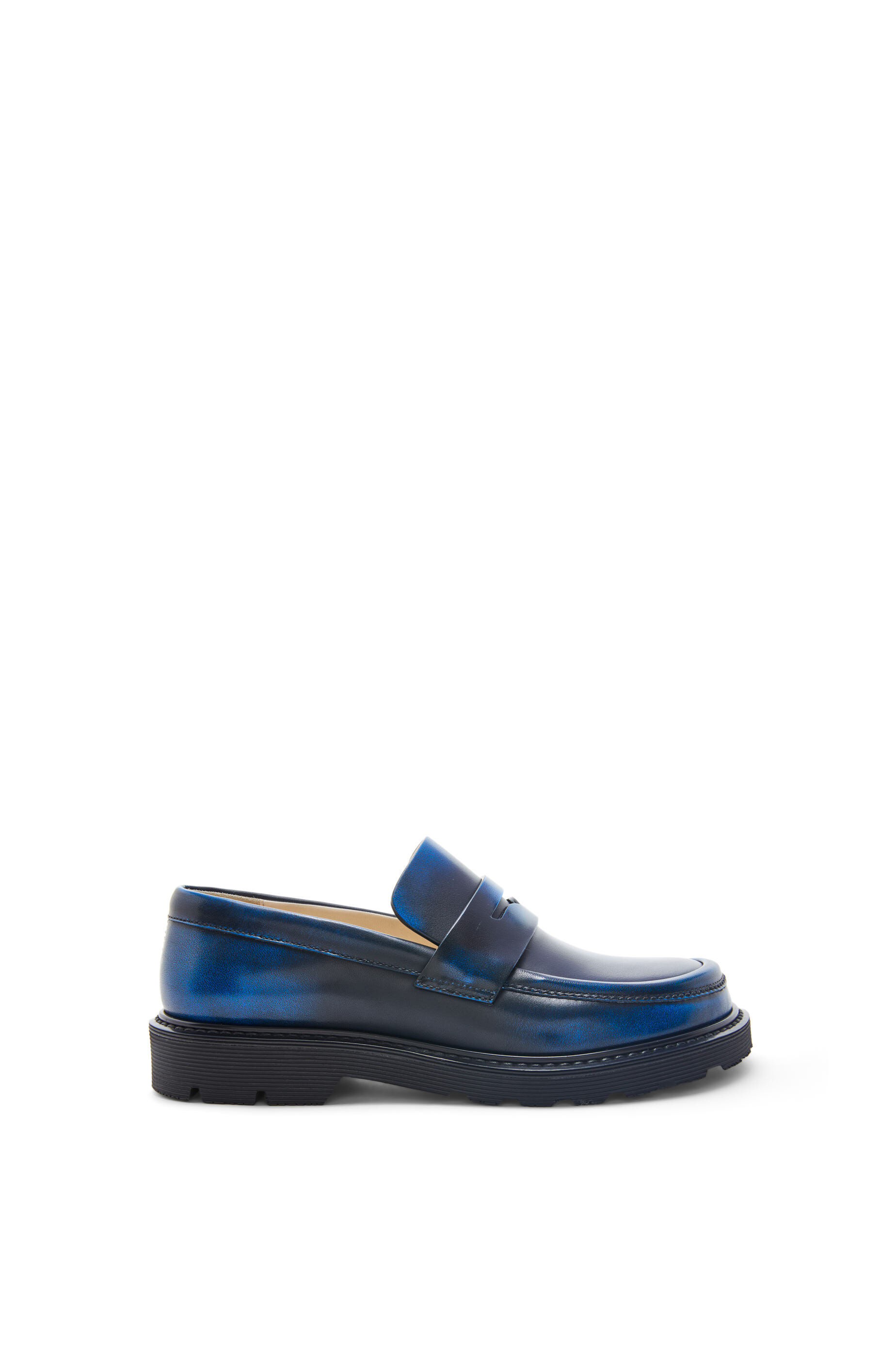 Blaze loafer in bicolour brushed off calfskin Royal Blue Black LOEWE