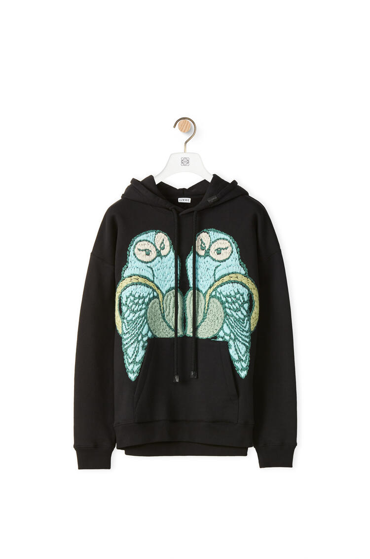 LOEWE Embroidered owl hoodie in cotton Black/Multicolor pdp_rd
