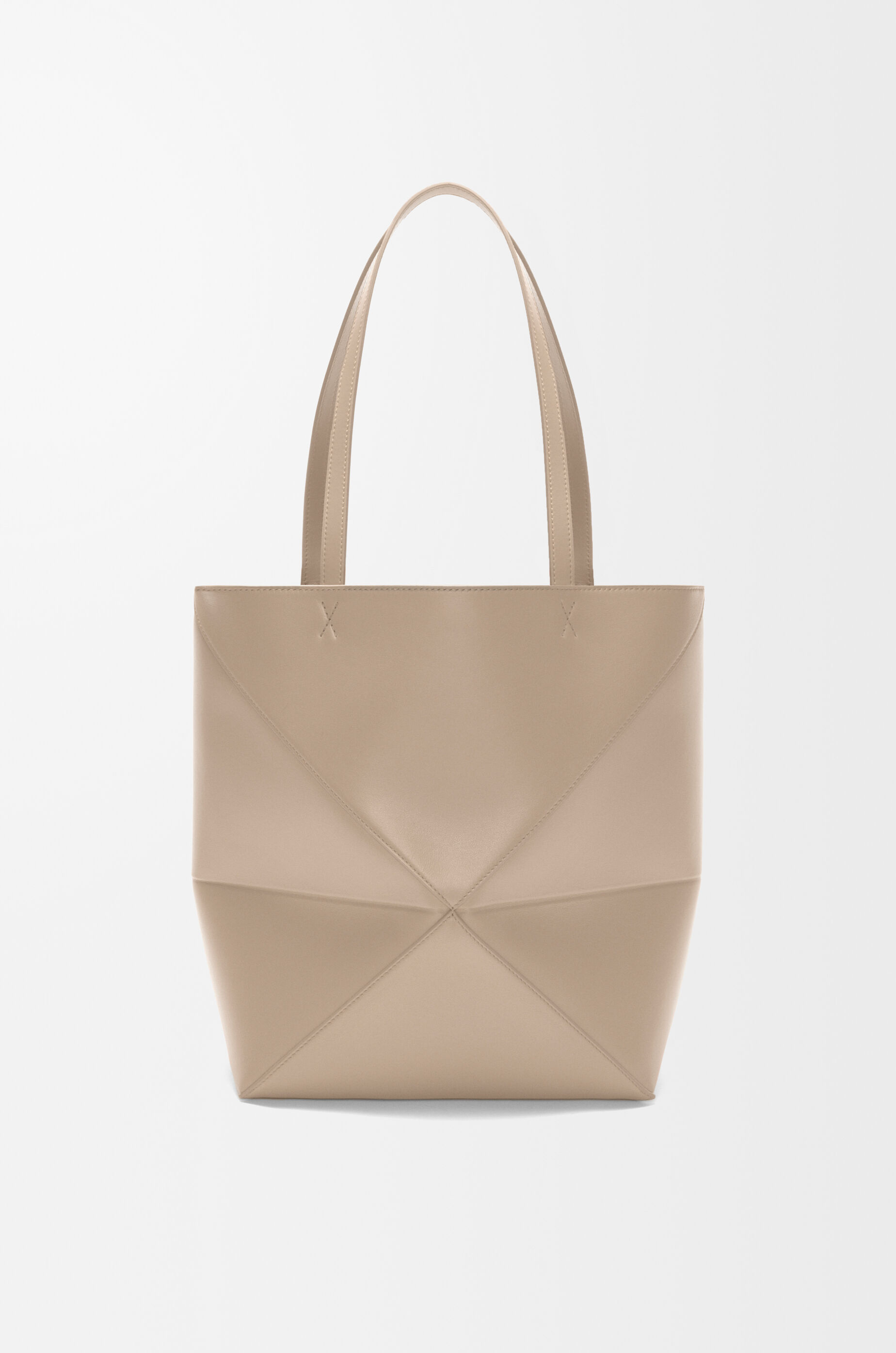 LOEWE トートバッグ Medium Puzzle Fold tote in shiny calfskin Beige - LOEWE