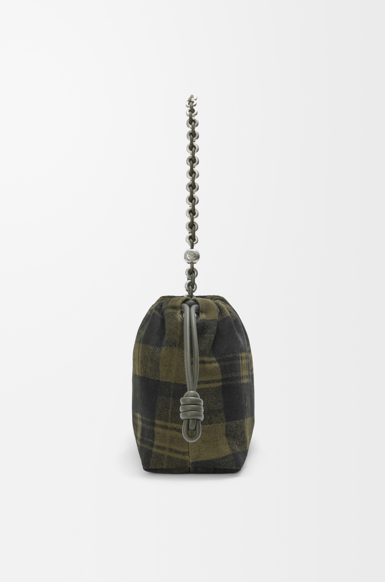 LOEWE Medium Flamenco purse in tartan suede Khaki/Green