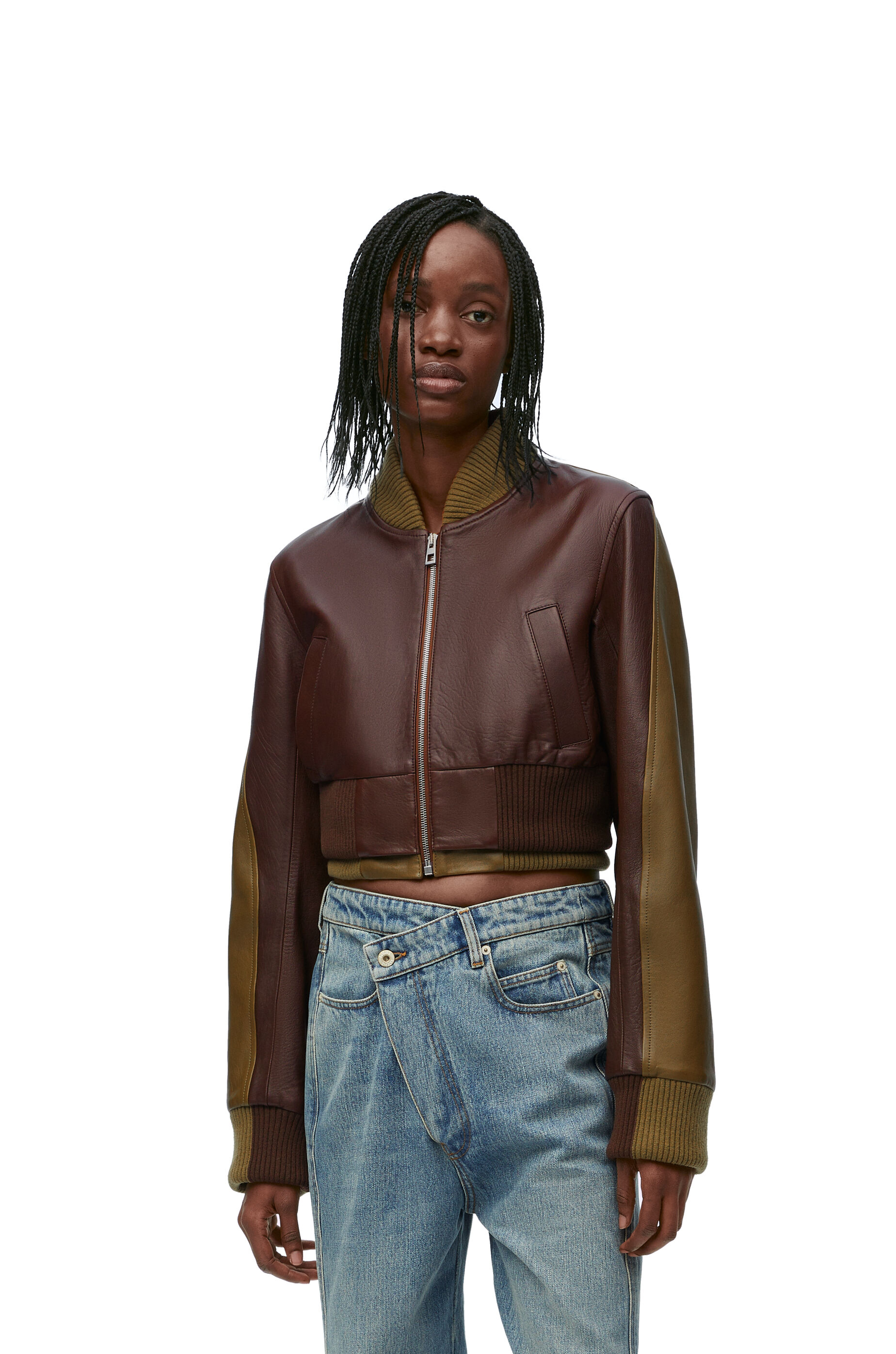 Bomber jacket in nappa lambskin Dark Chocolate LOEWE