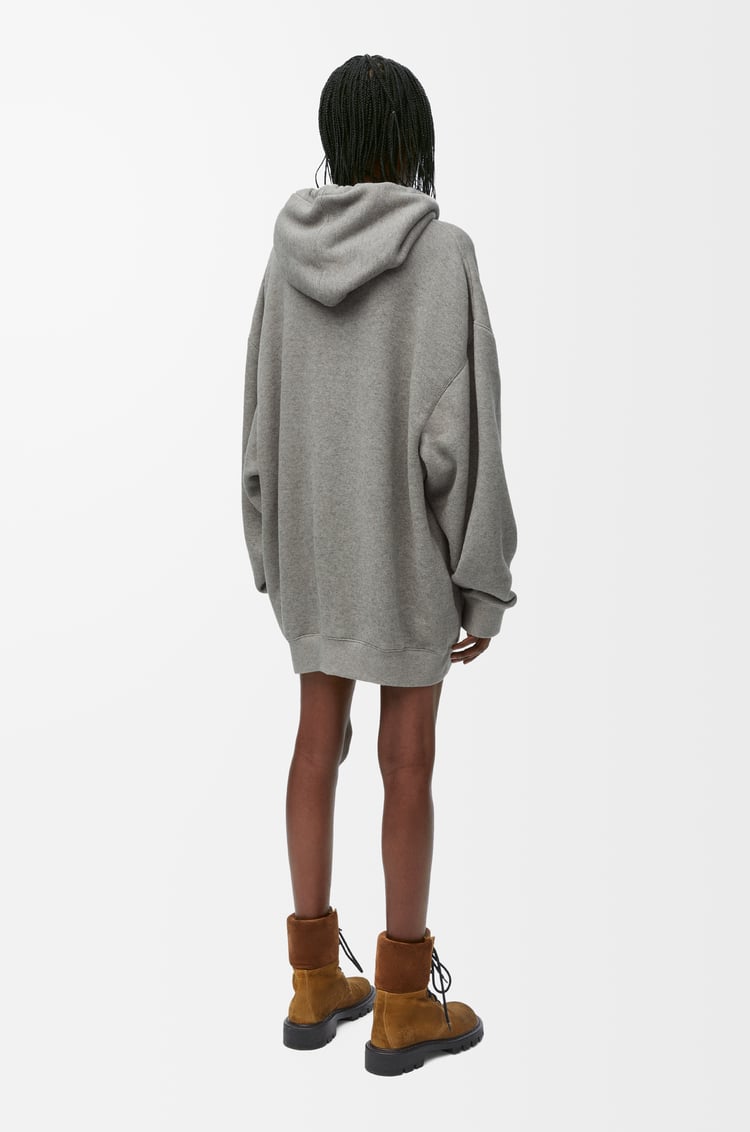 LOEWE Sudadera con capucha y cadena en algodón y cashmere Gris Plomo
