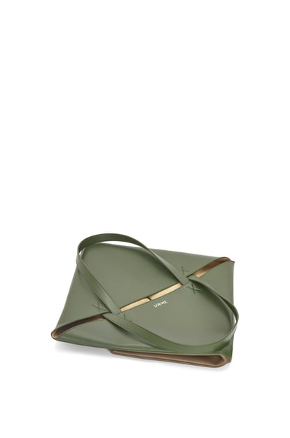 LOEWE XL Puzzle Fold Tote in shiny calfskin Umber/Hunter Green plp_rd
