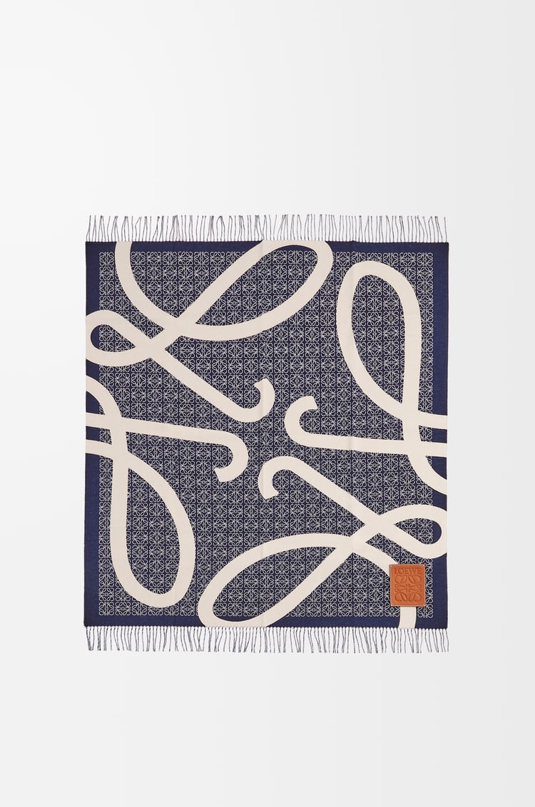 LOEWE Anagram blanket in wool Navy Blue