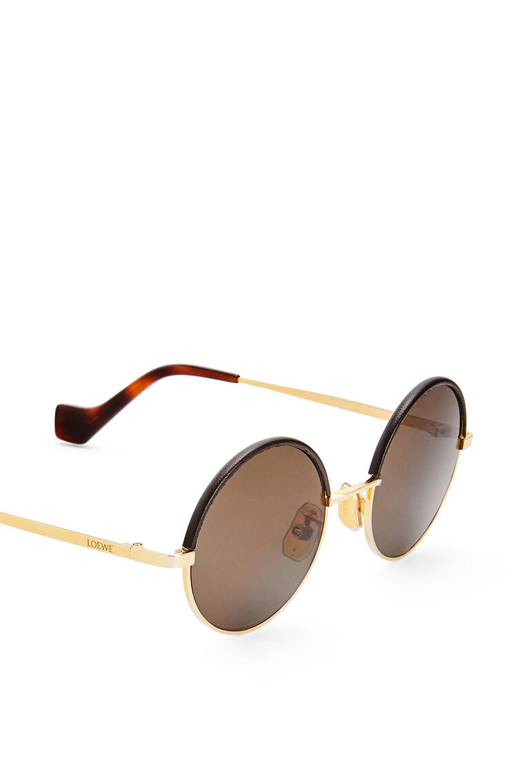 LOEWE Small round sunglasses in metal Solid Dark Brown pdp_rd