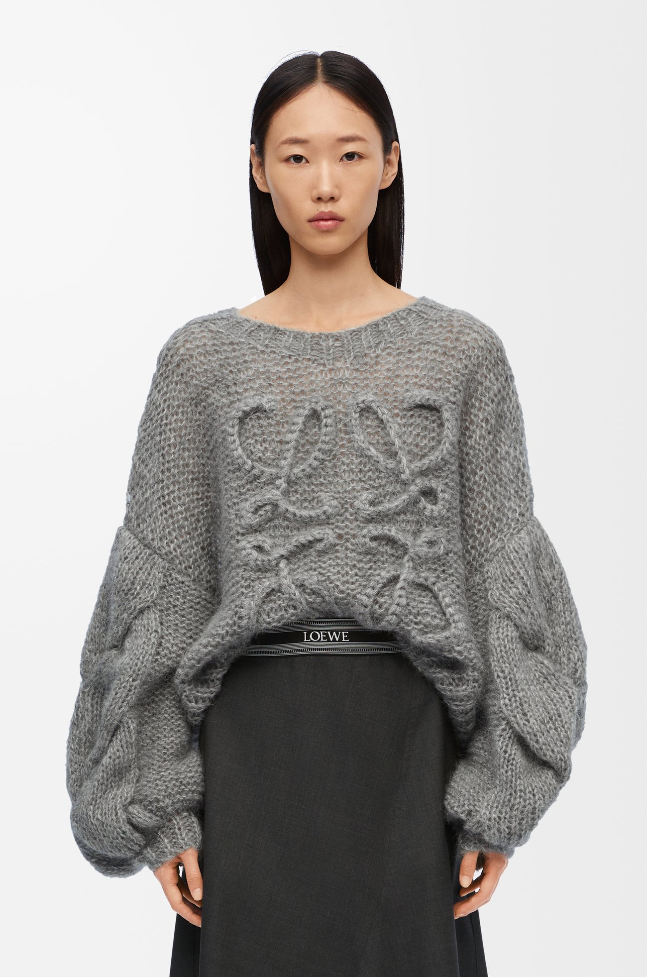 LOEWE 马海毛 Anagram 毛衣 混合灰色