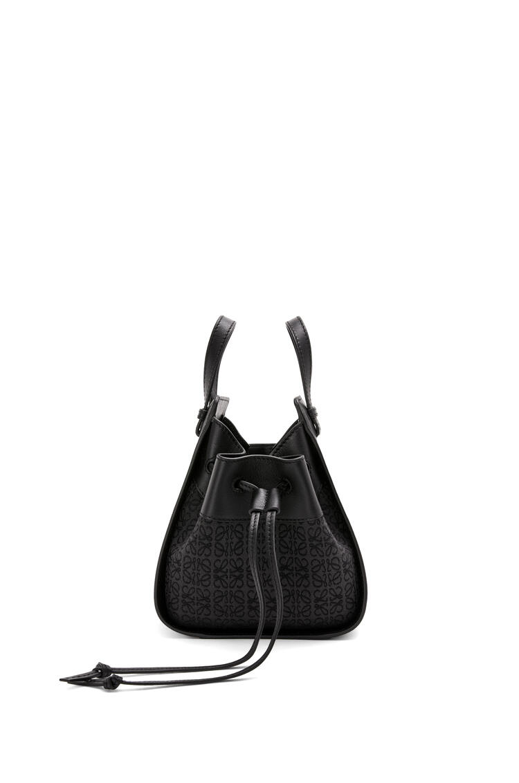 LOEWE Mini Hammock drawstring bag in Anagram jacquard and calfskin Anthracite/Black