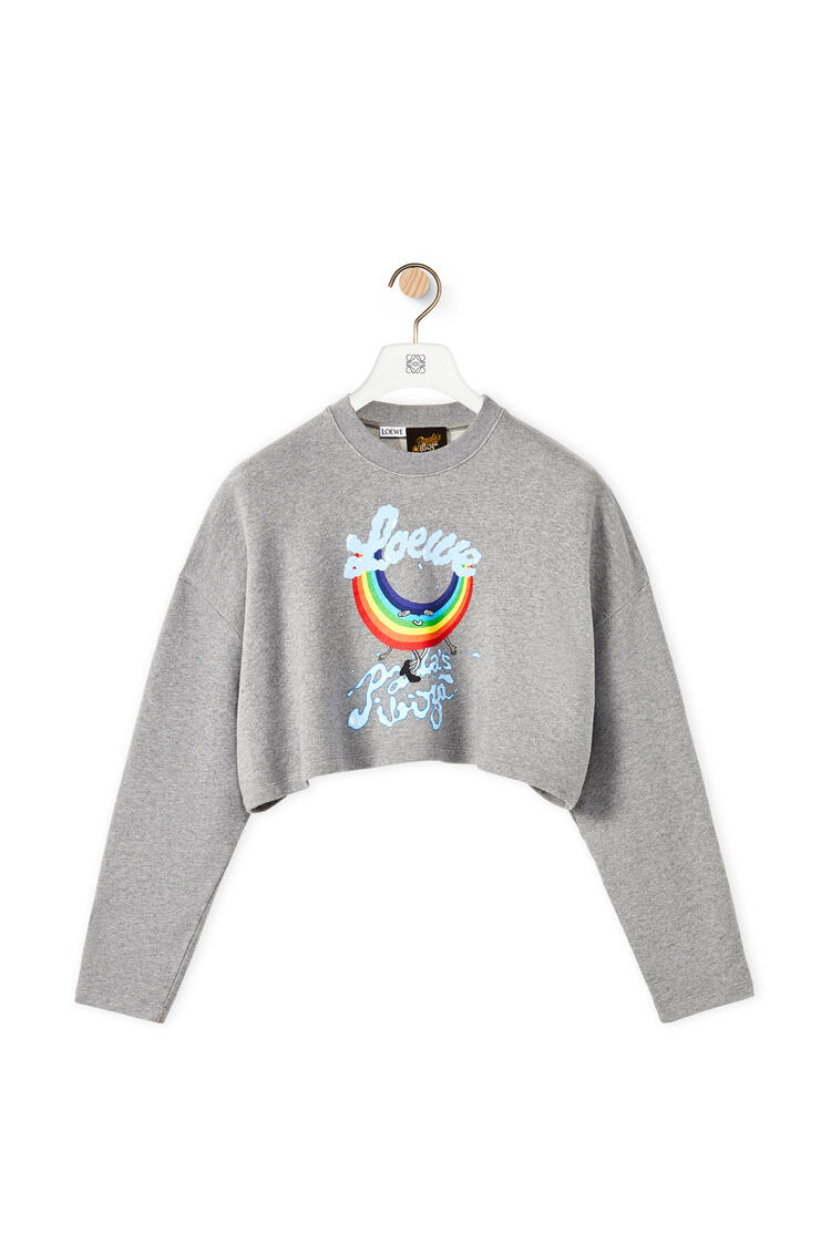 LOEWE Rainbow cropped sweatshirt in cotton Grey Melange pdp_rd