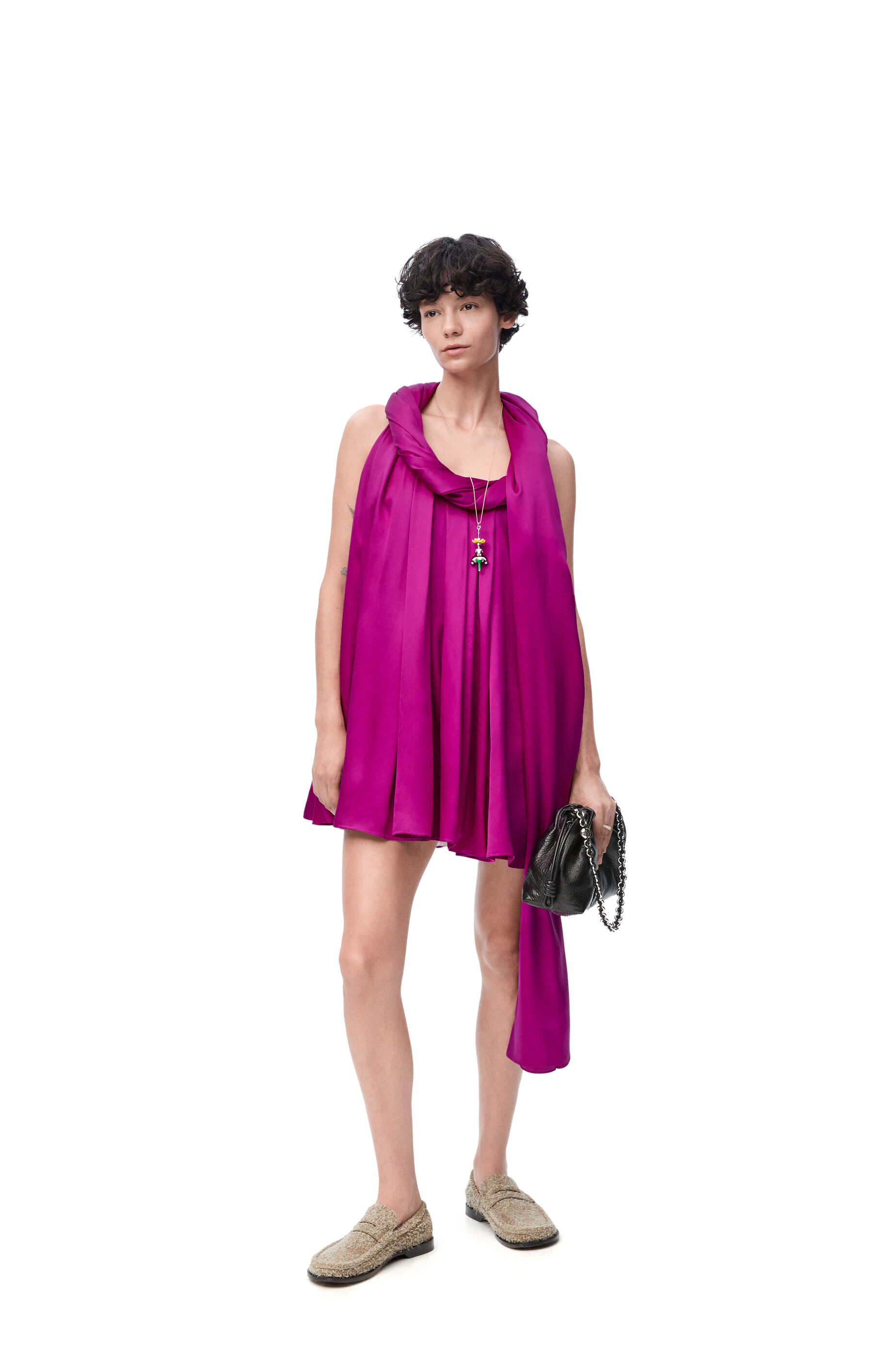 Trapeze dress in silk Pink LOEWE