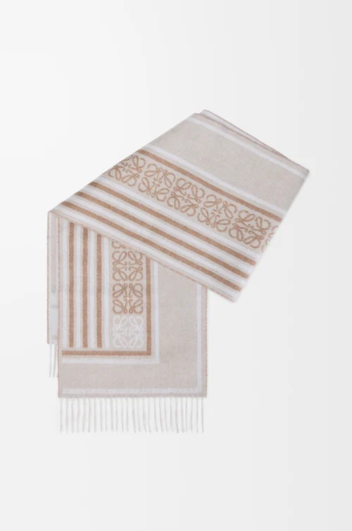 LOEWE Schal aus Wolle und Kaschmir Hellbeige