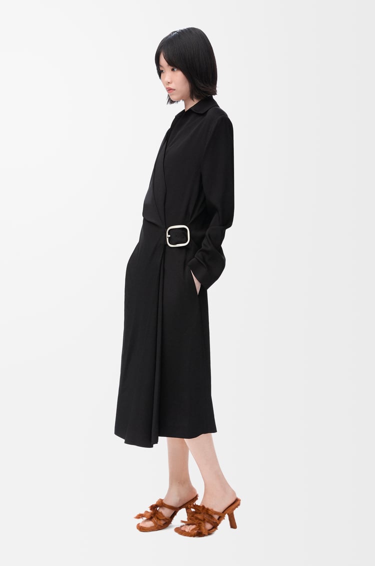 LOEWE Belted dress in stretch viscose Black
