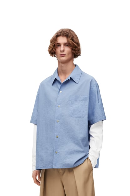 LOEWE Camisa trompe l'oeil en mezcla de algodón Azul Alba/Blanco plp_rd