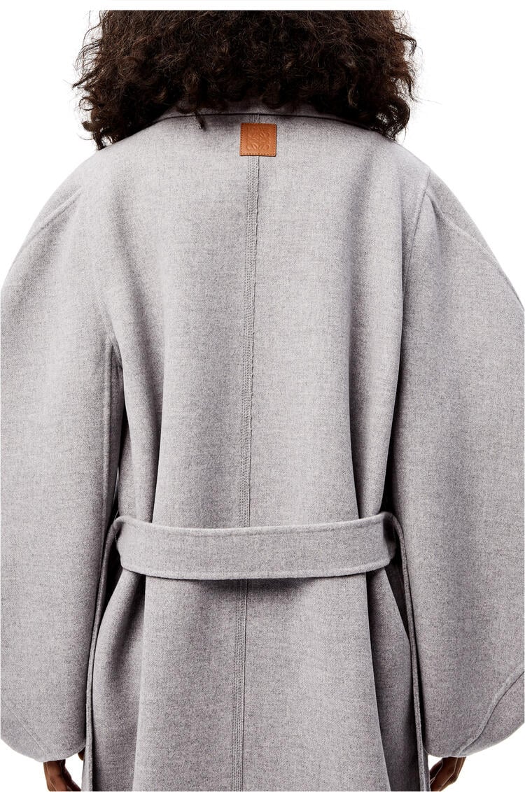 LOEWE Circular sleeve belted coat in wool and cashmere Grey