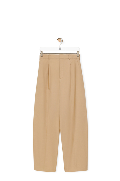 LOEWE Pleated wide trousers in cotton Taos Taupe