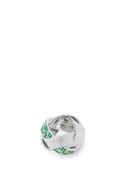 LOEWE Anillo Nest grueso con pavé en plata de ley y cristales Plateado/Verde plp_rd