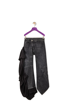 LOEWE Satin panel curved jeans in denim Black plp_rd