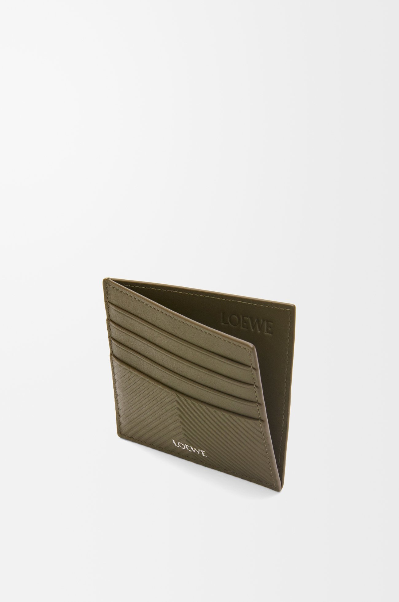 LOEWE Open cardholder in textured classic calfskin Dark Khaki plp_rd