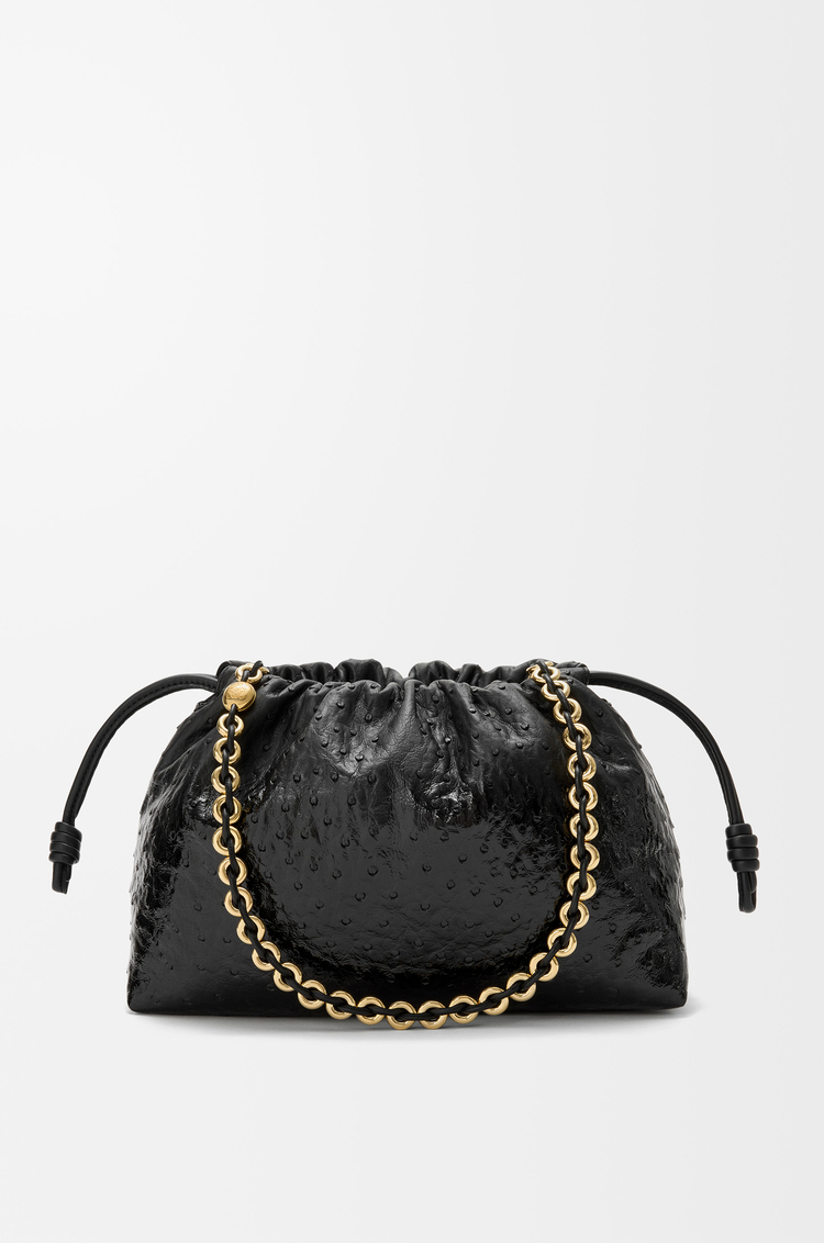 LOEWE フラメンコパース ミディアム（グラデーションパテントオーストリッチ） ブラック